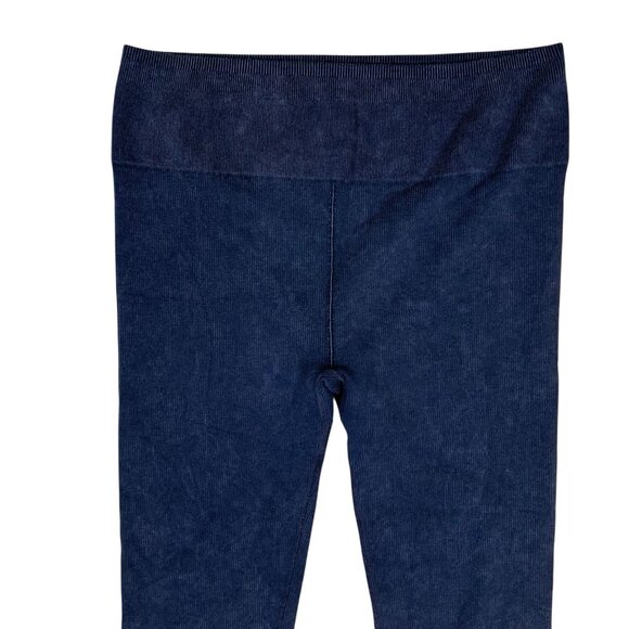 Fabletics Indigo Seamless Leggings Large Ribbed High Waist Stretchy Activewear - Picture 2 of 5